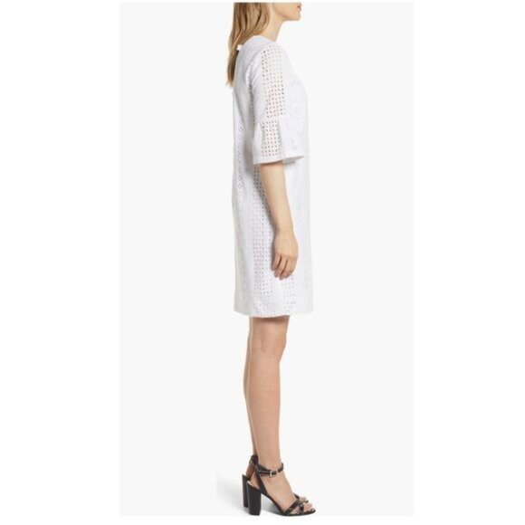 New J.Crew Flutter Sleeve Eyelet Dress in White Size 12 - Picture 13 of 14